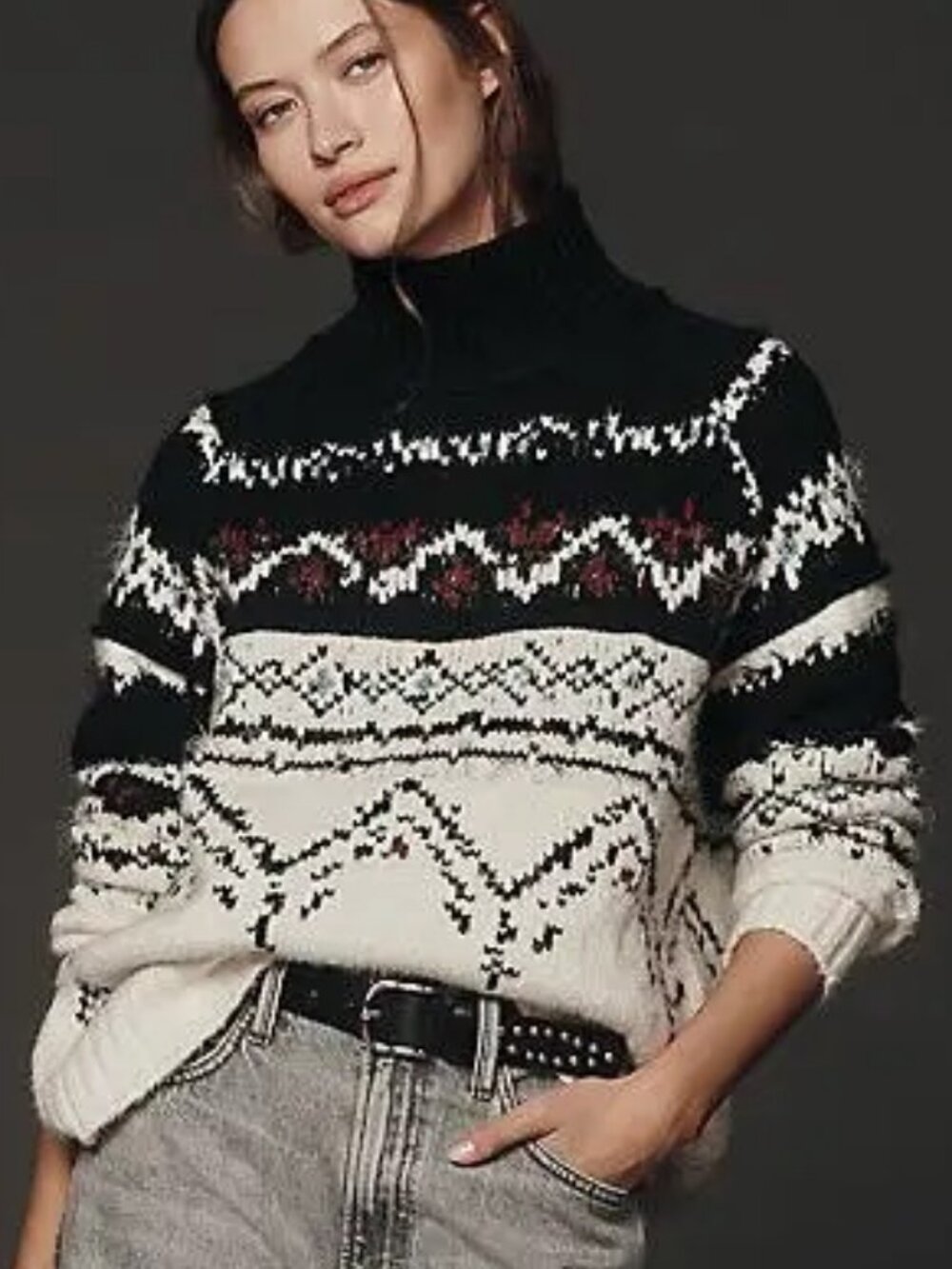 NEW Anthropologie Pilcro Cotton Blend Fair Isle Sweater XL NWT Pullover